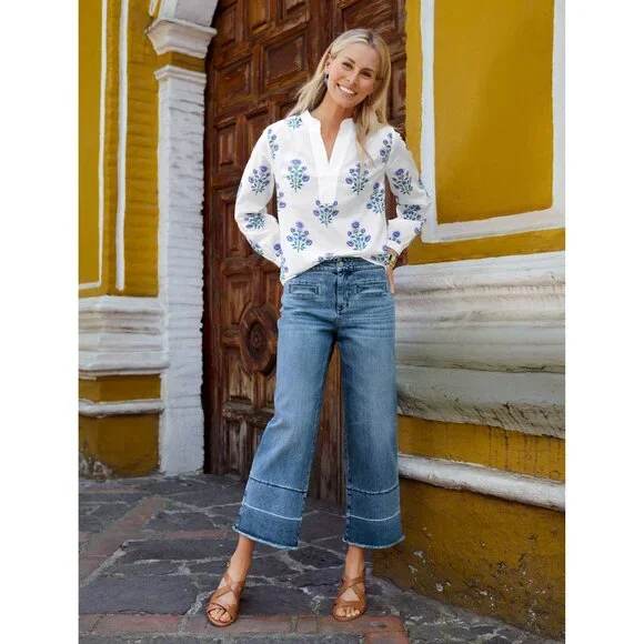 Talbots Wide Leg Crop Jeans 6P Released Hem Mid Rise Mattituck Wash NWT - Picture 3 of 4